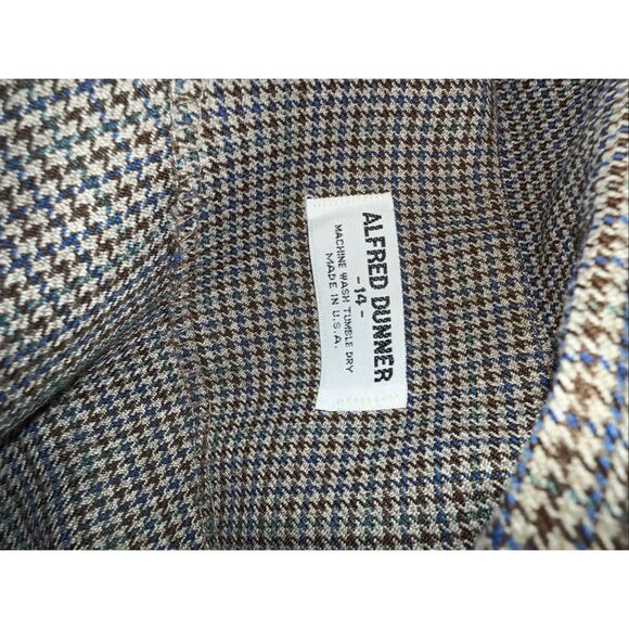 Vintage Alfred Dunner Houndstooth Blazer – Brown & Blue Check, Made in USA, Size - Picture 10 of 10